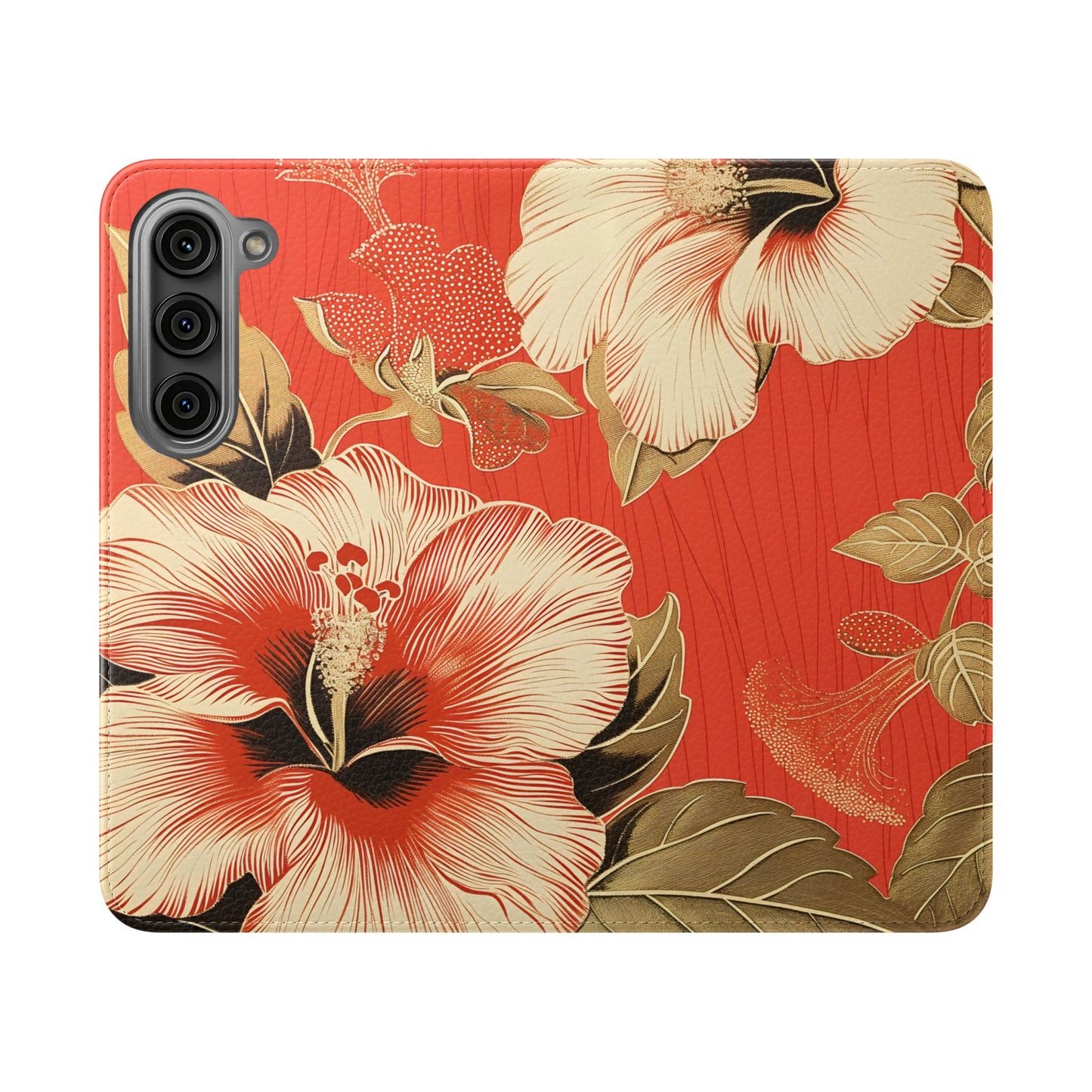 Golden Hibiscus – Vegan Leather Wallet Samsung Case