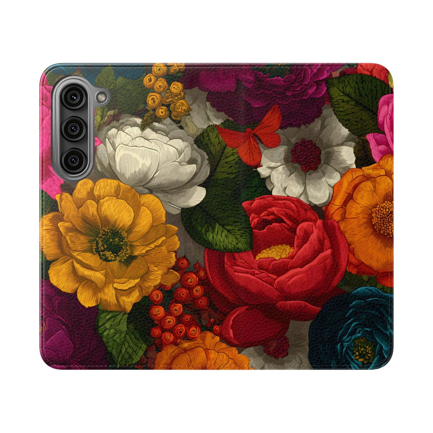 Midnight Bloom – Samsung Vegan Leather Flip Phone Case
