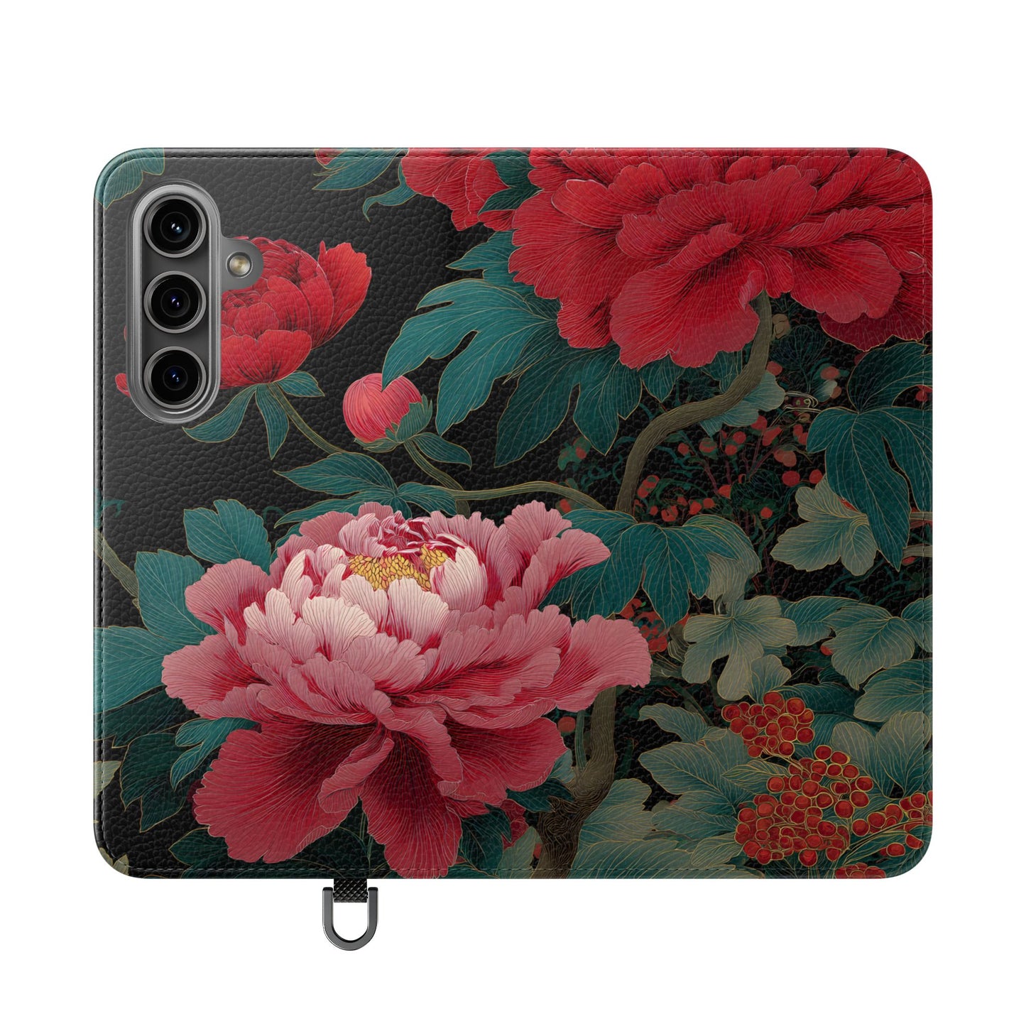 Blooming Peony – Vegan Leather Samsung Flip Case