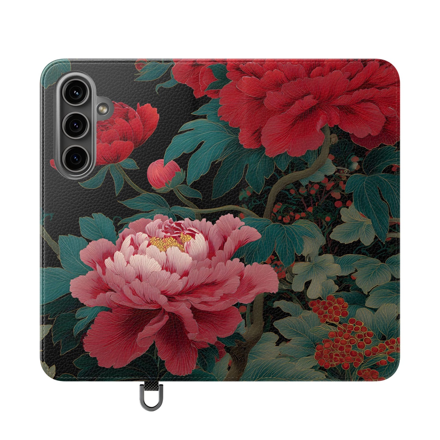 Blooming Peony – Vegan Leather Samsung Flip Case