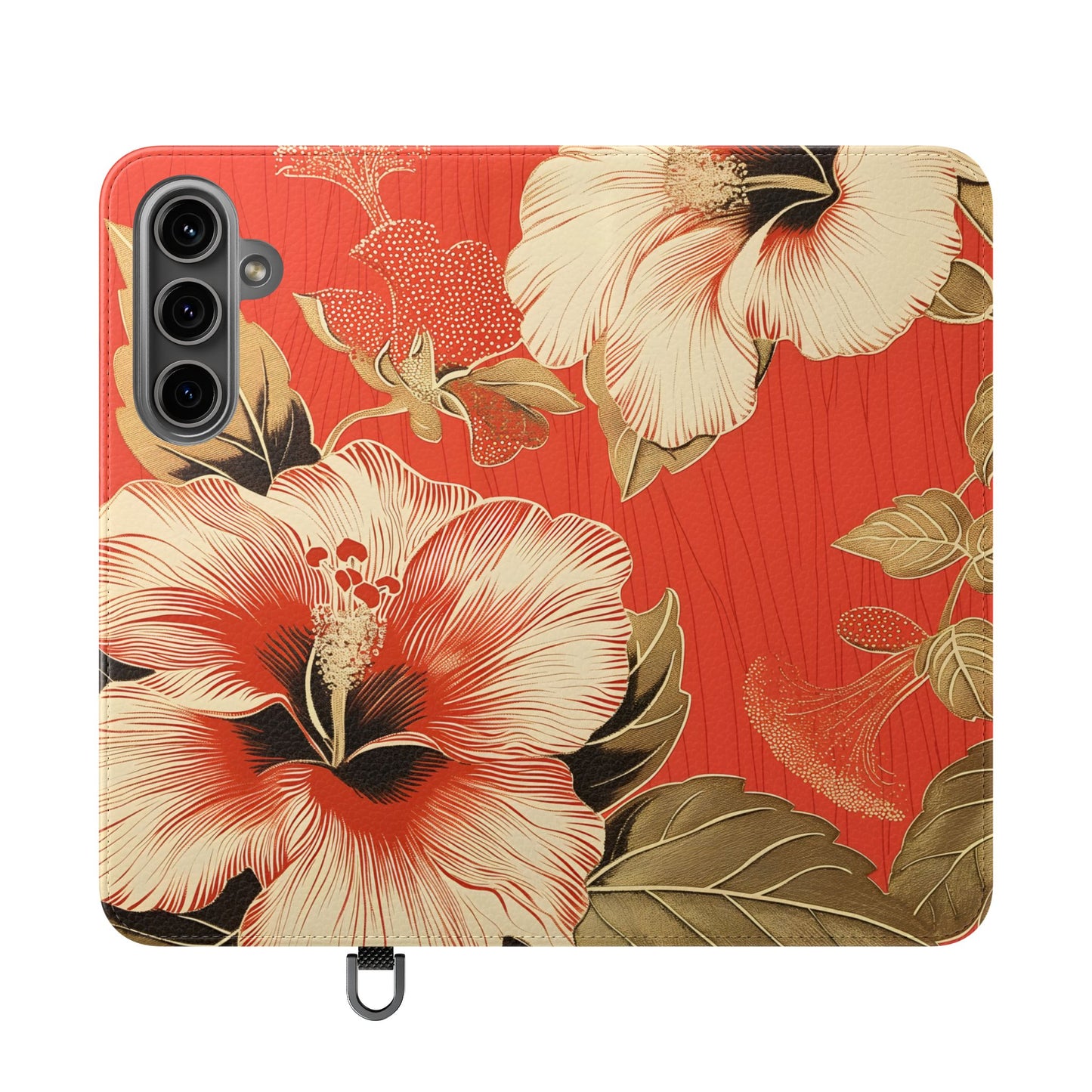 Golden Hibiscus – Vegan Leather Wallet Samsung Case
