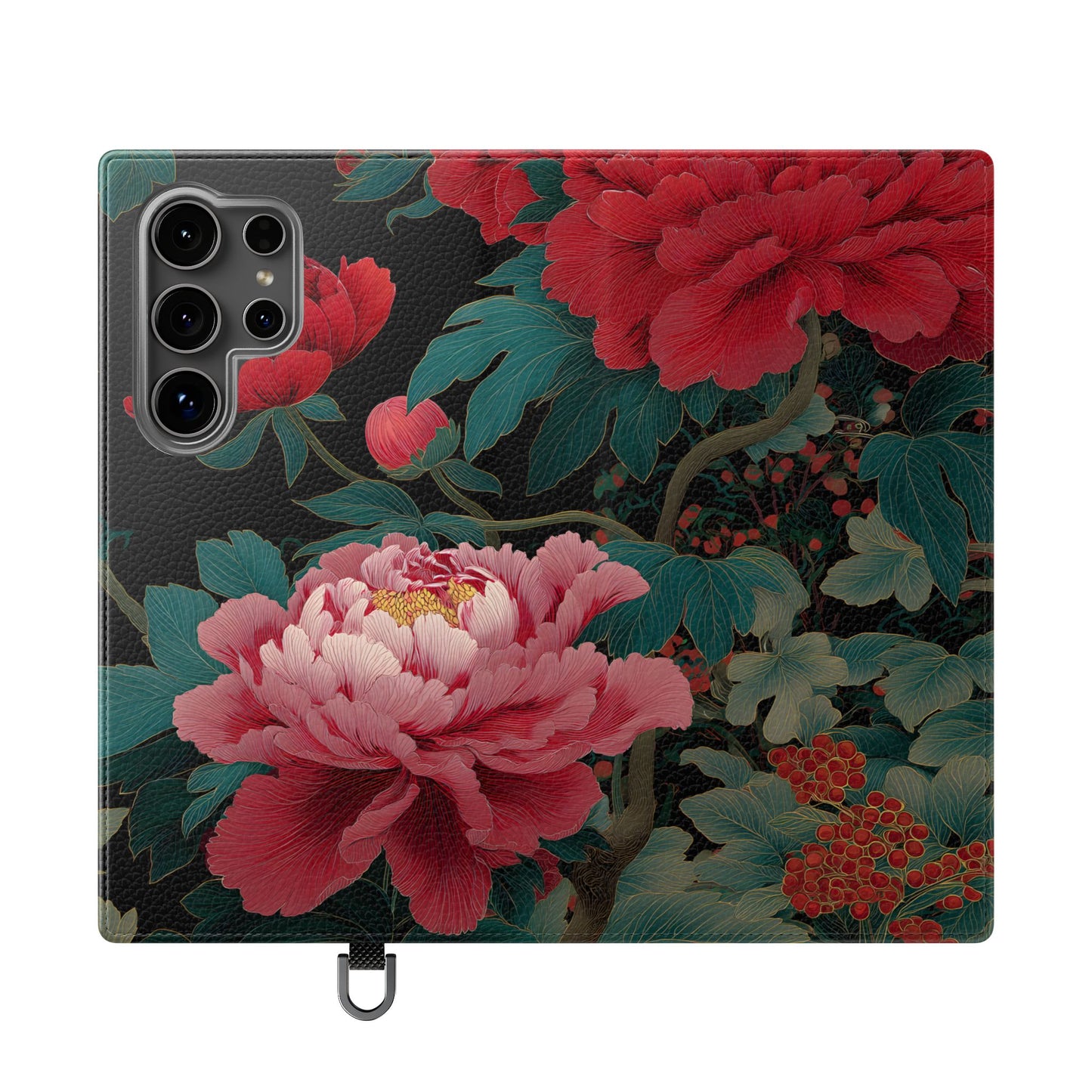 Blooming Peony – Vegan Leather Samsung Flip Case