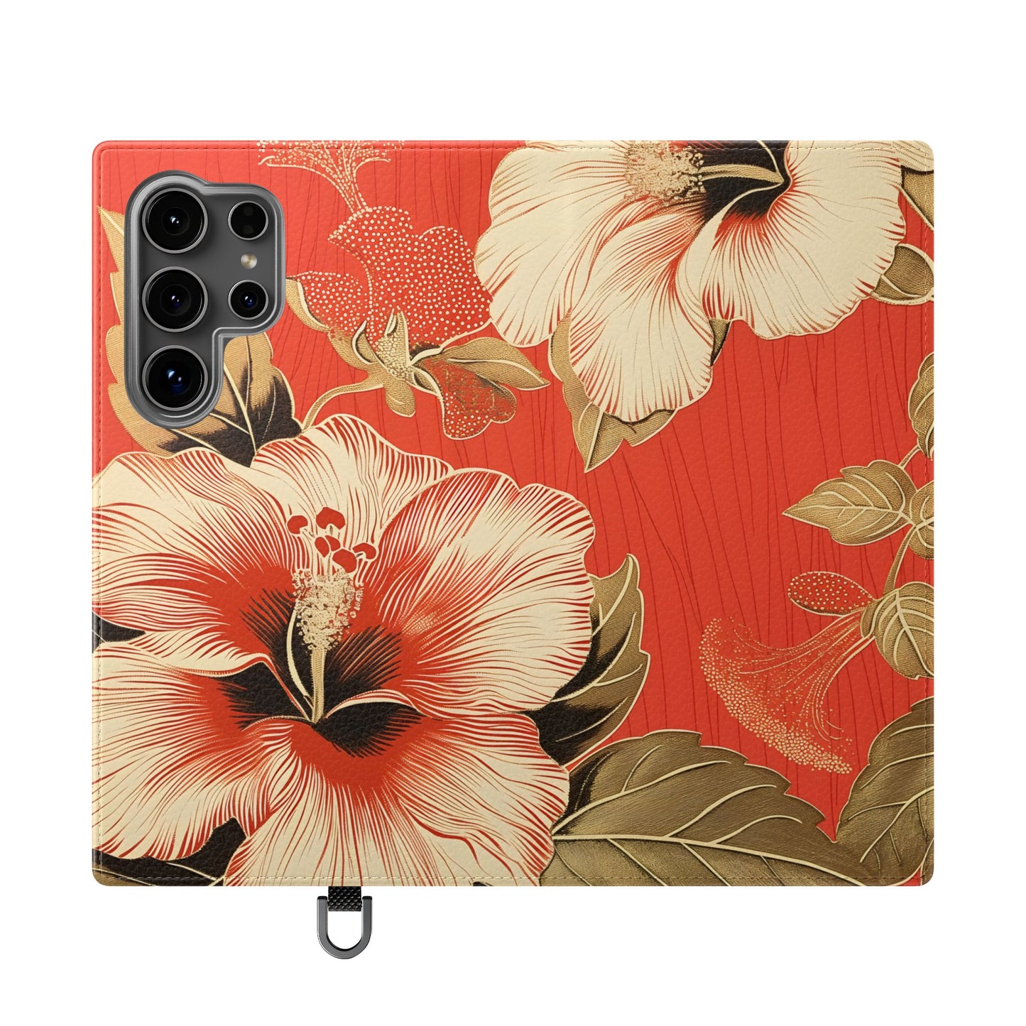 Golden Hibiscus – Vegan Leather Wallet Samsung Case