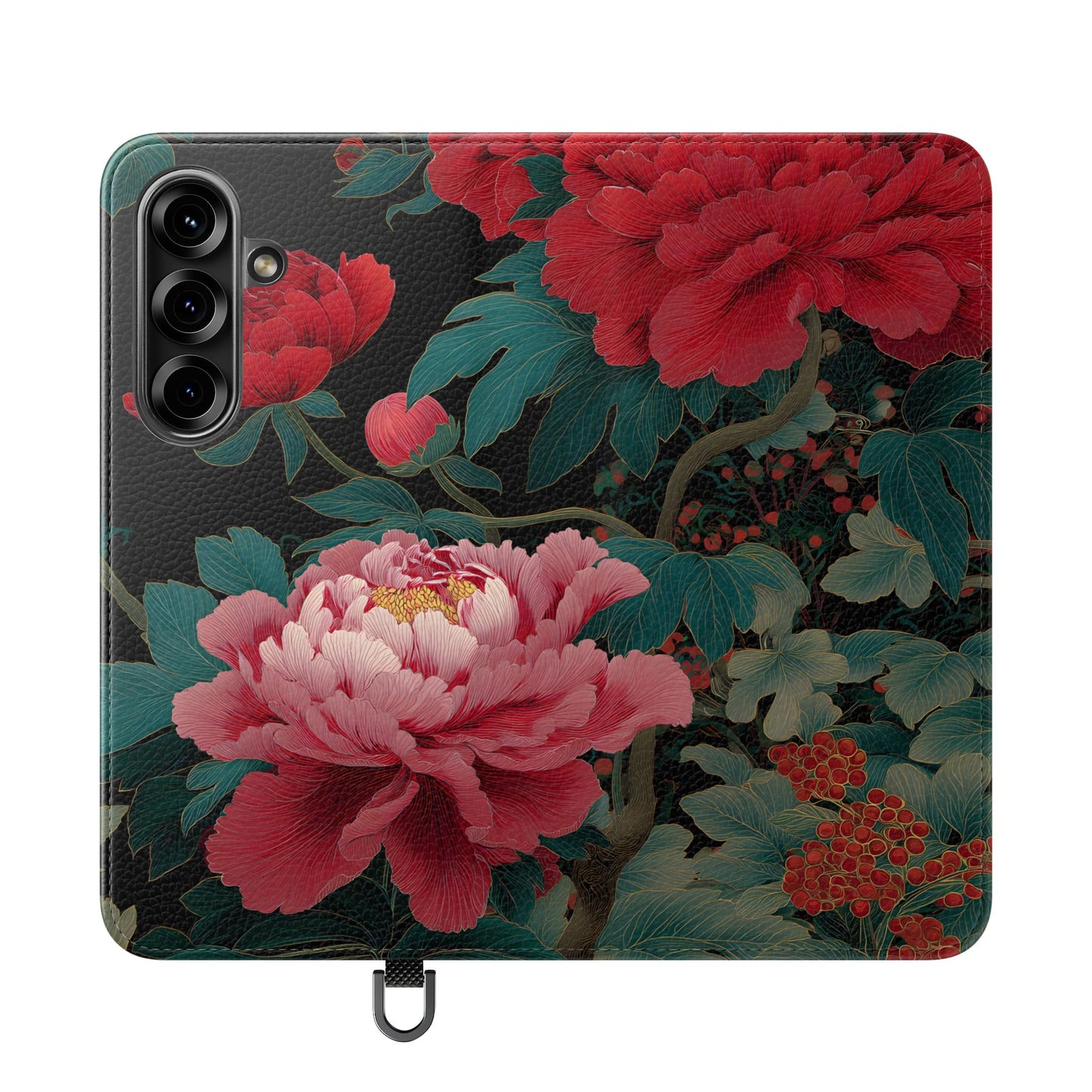 Blooming Peony – Vegan Leather Samsung Flip Case