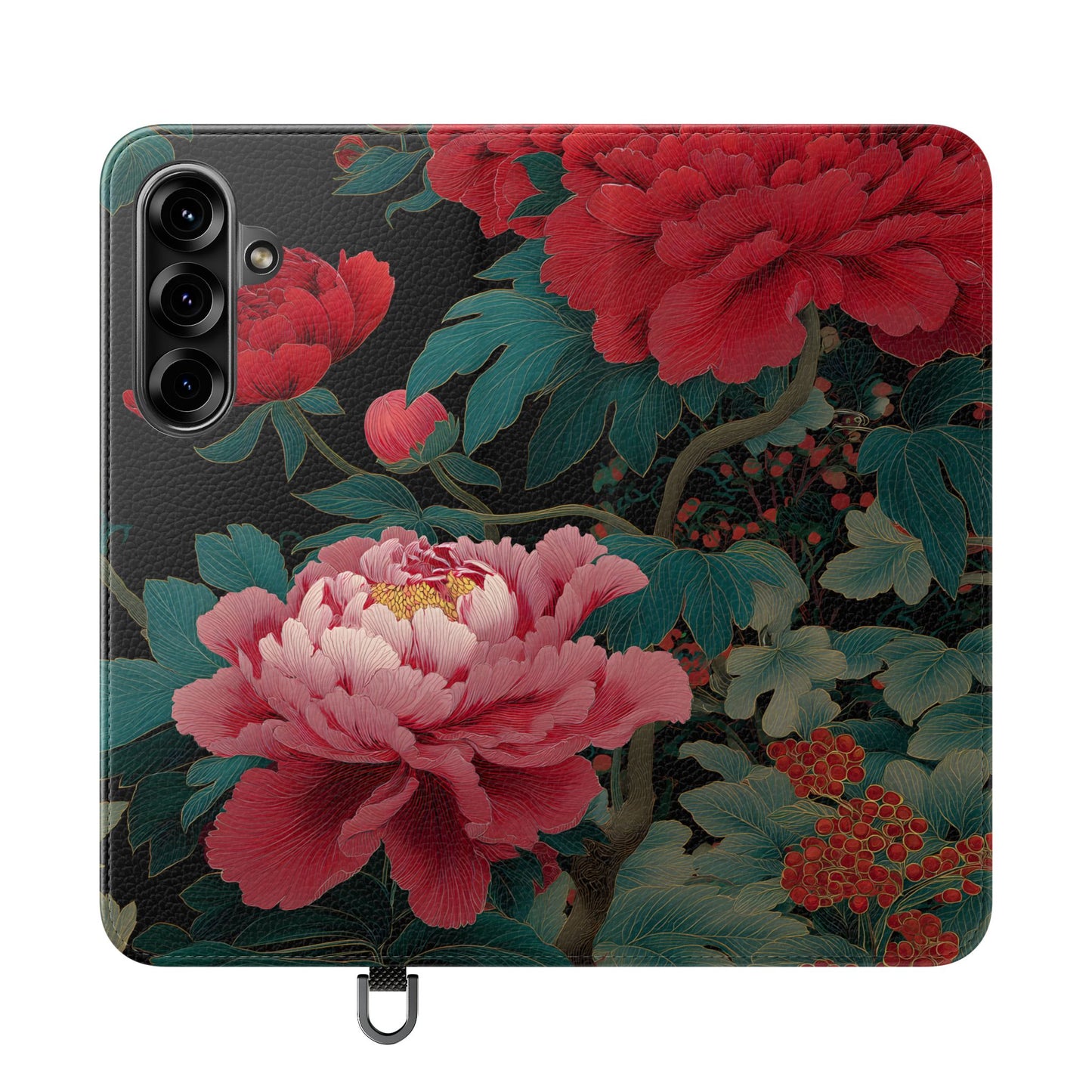 Blooming Peony – Vegan Leather Samsung Flip Case