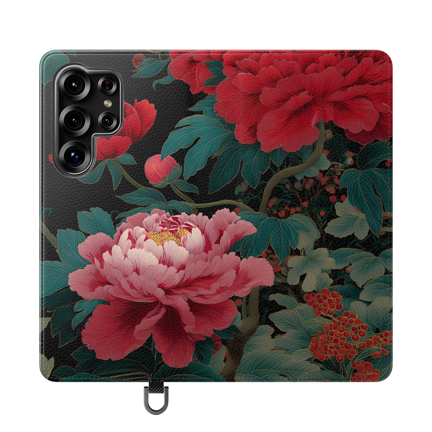 Blooming Peony – Vegan Leather Samsung Flip Case