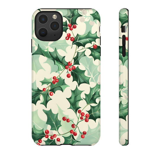 Winter Holly Charm – Tough Glossy iPhone Case