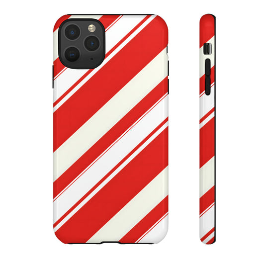 Crimson Holiday Stripes – Tough Glossy iPhone Case