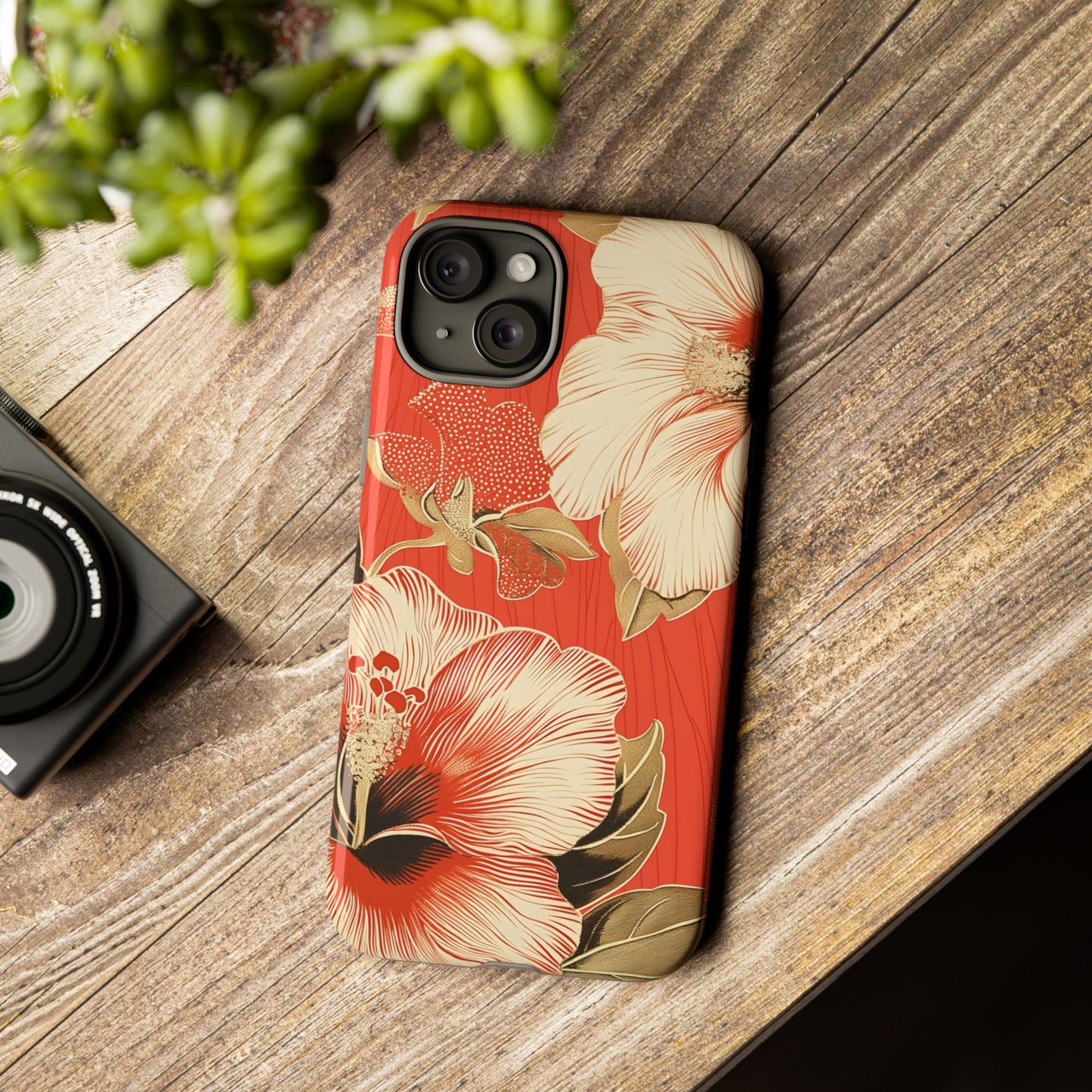 Golden Hibiscus โ Tough Glossy iPhone Case