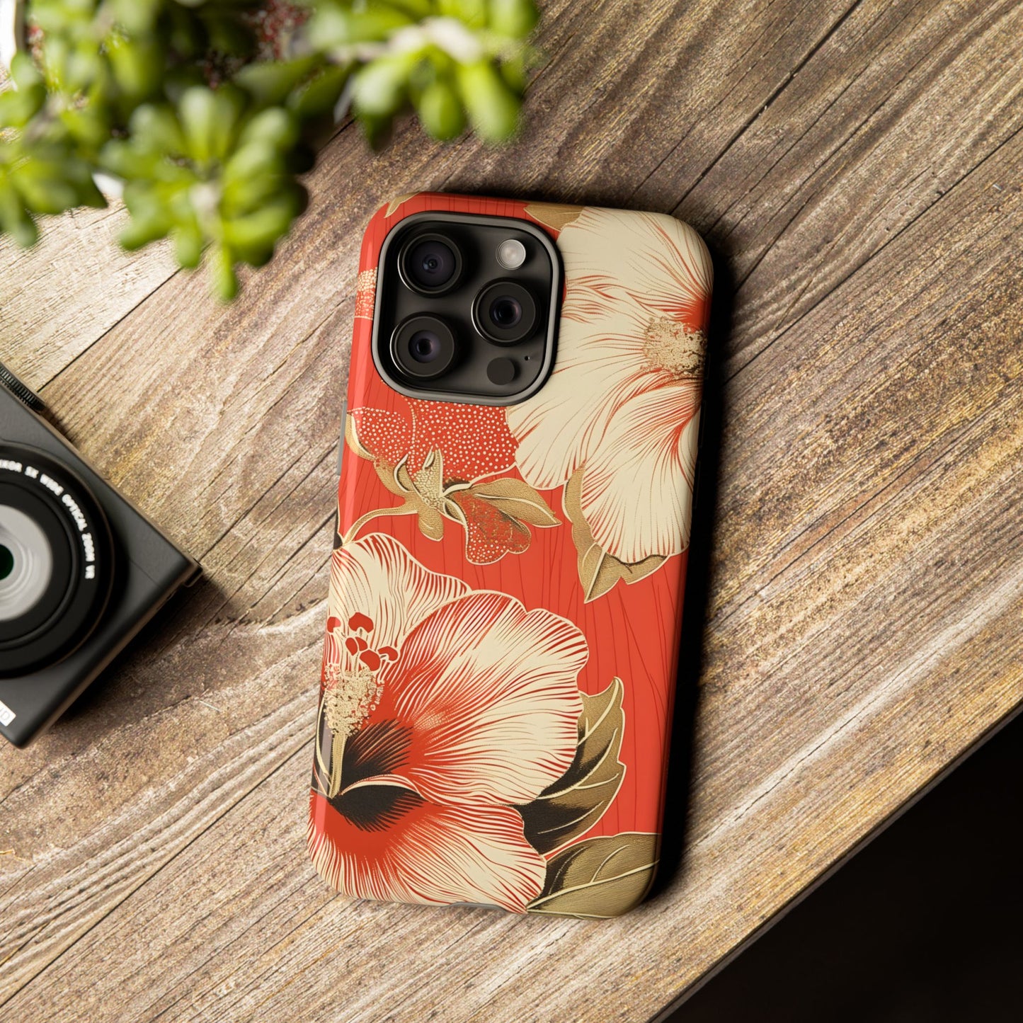 Golden Hibiscus โ Tough Glossy iPhone Case