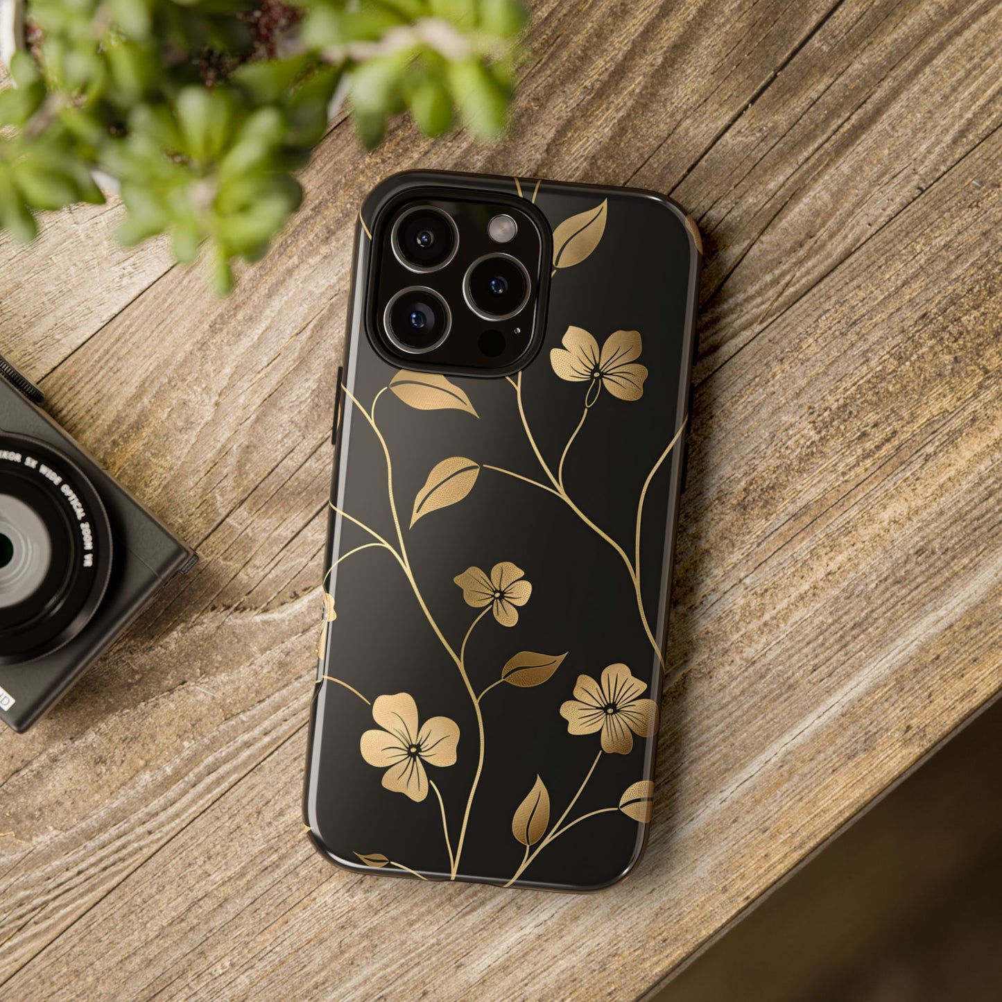 Golden Elegance – Tough Glossy iPhone Case