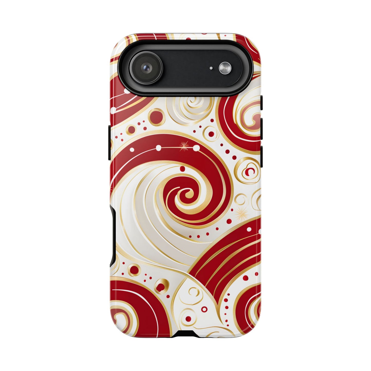 Golden Candy Swirl โ Tough Glossy iPhone Case