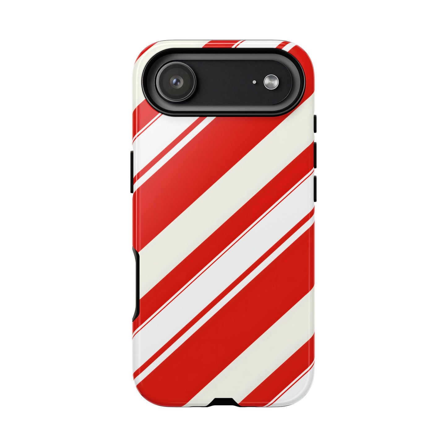 Crimson Holiday Stripes โ Tough Glossy iPhone Case