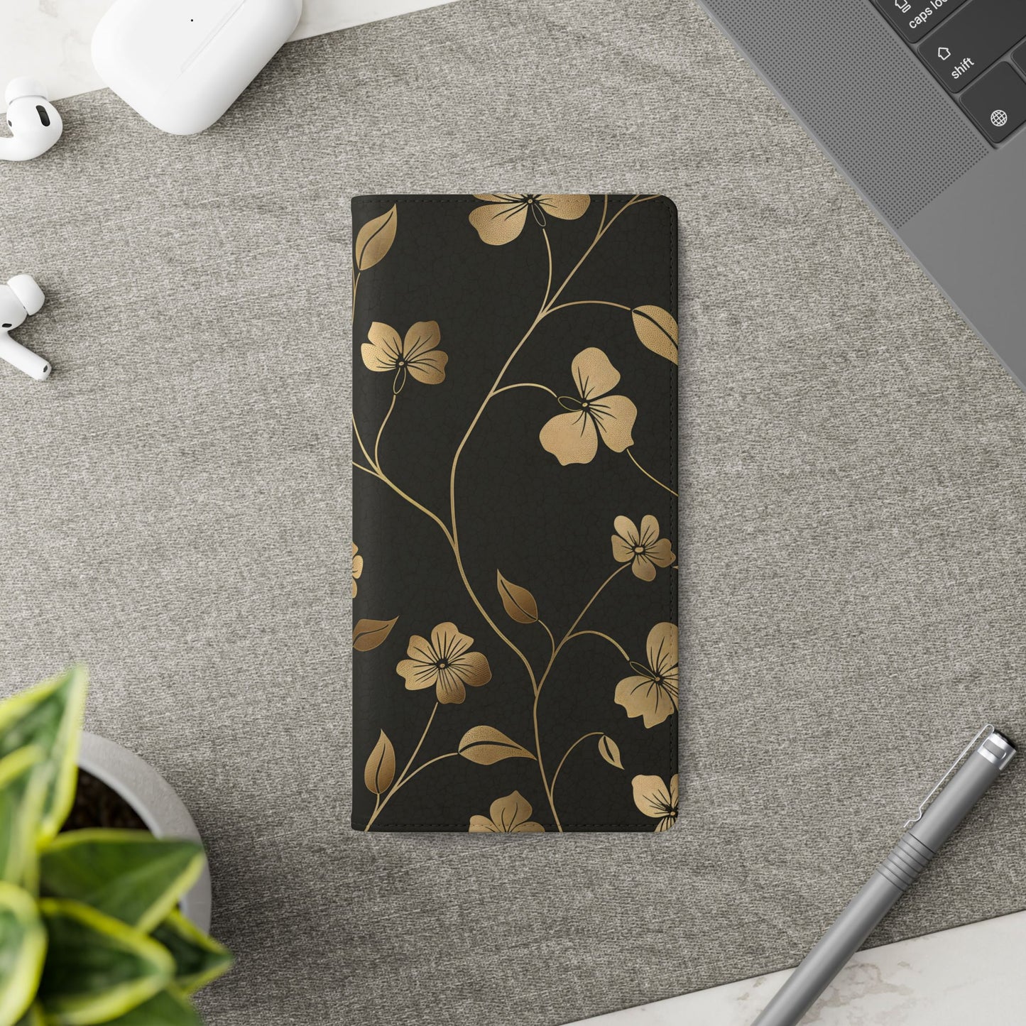 Golden Elegance – Samsung Vegan Leather Wallet Case
