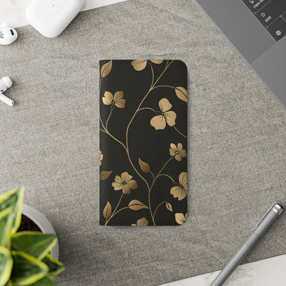 Golden Elegance – Samsung Vegan Leather Wallet Case