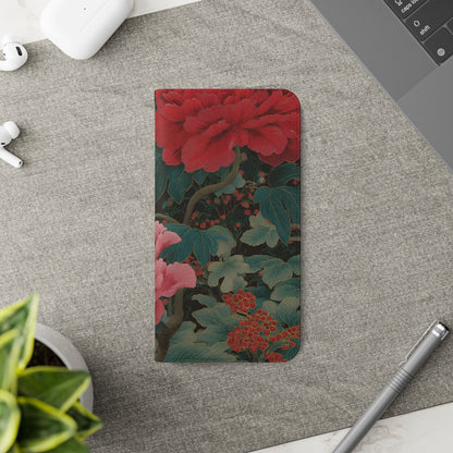 Blooming Peony – Vegan Leather Samsung Flip Case