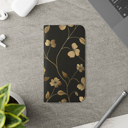 Golden Elegance – Samsung Vegan Leather Wallet Case
