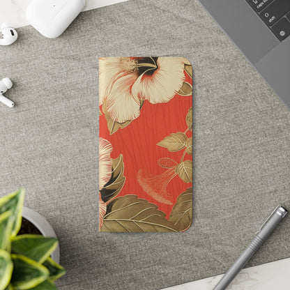 Golden Hibiscus – Vegan Leather Wallet Samsung Case