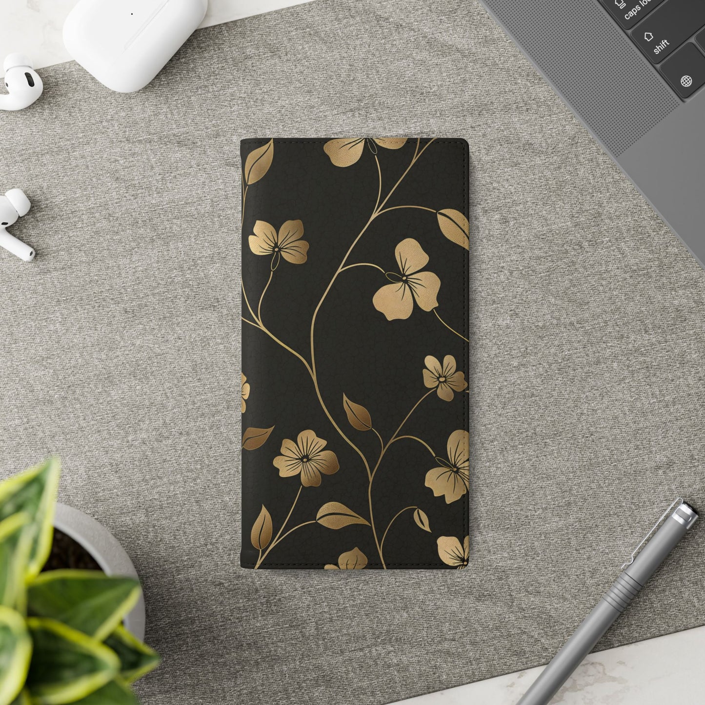 Golden Elegance – Samsung Vegan Leather Wallet Case