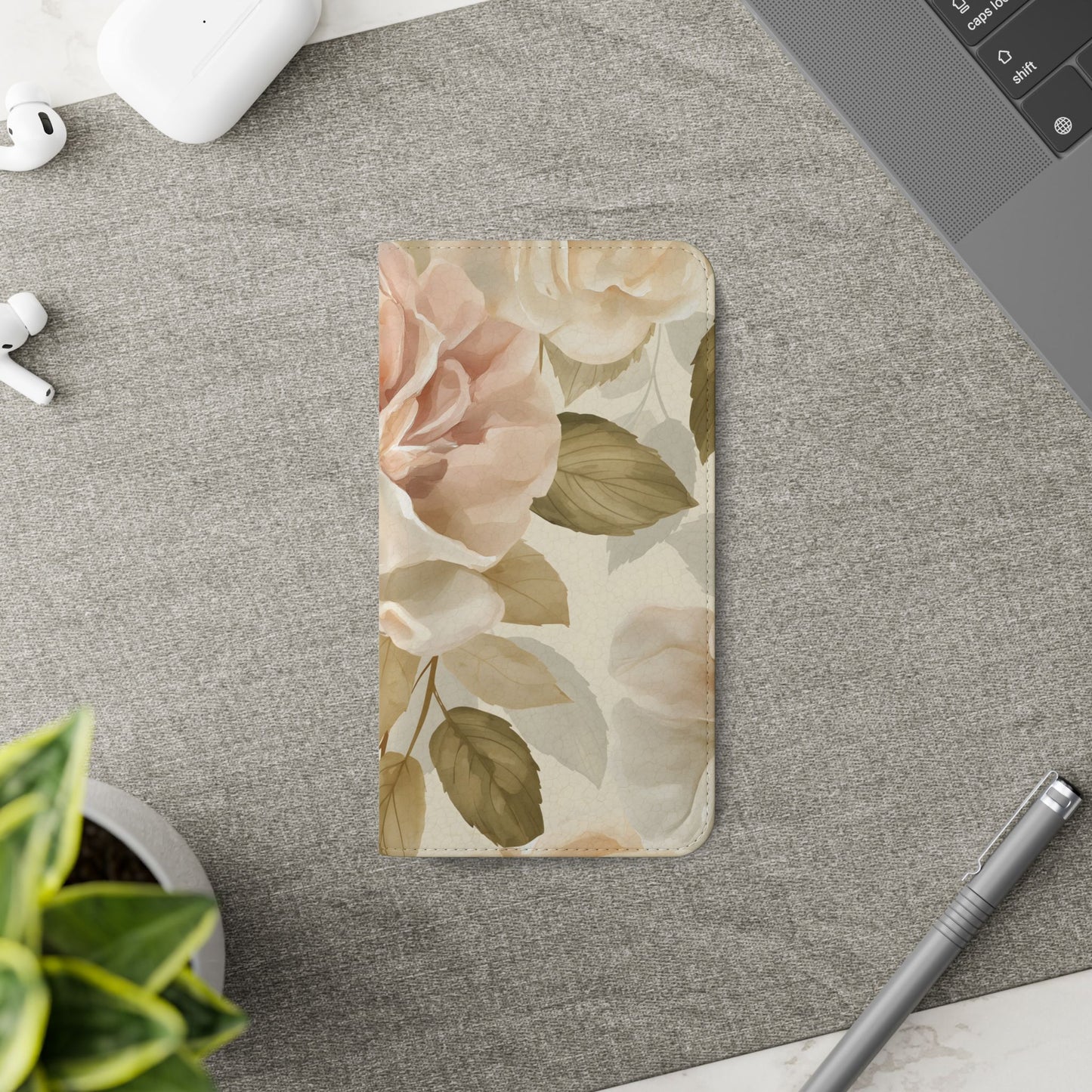 Soft Rose Elegance – Vegan Leather Wallet Samsung Case