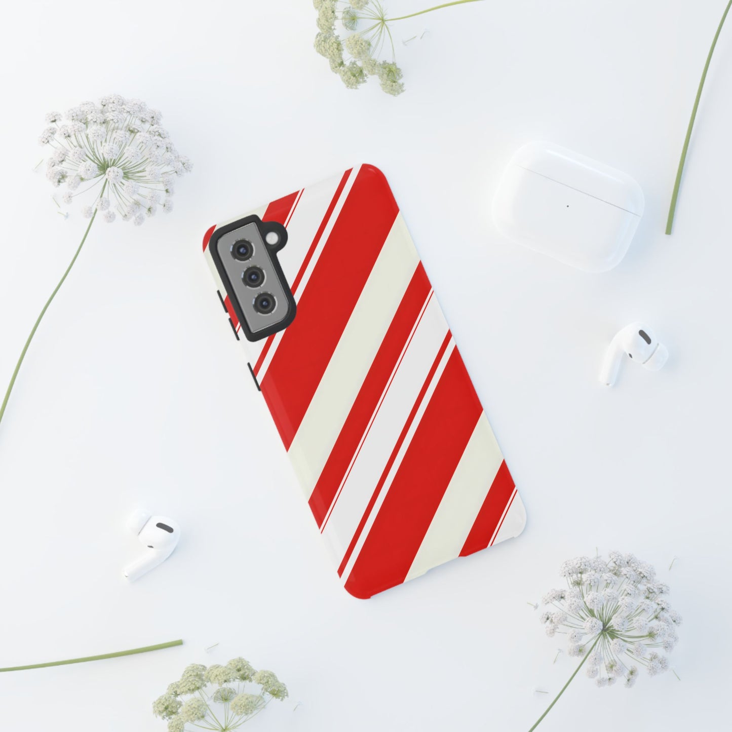 Crimson Holiday Stripes – Tough Glossy Samsung Galaxy Case