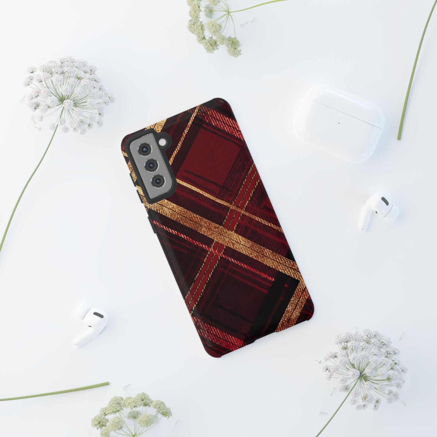 Crimson Luxe Plaid – Tough Glossy Samsung Galaxy Case