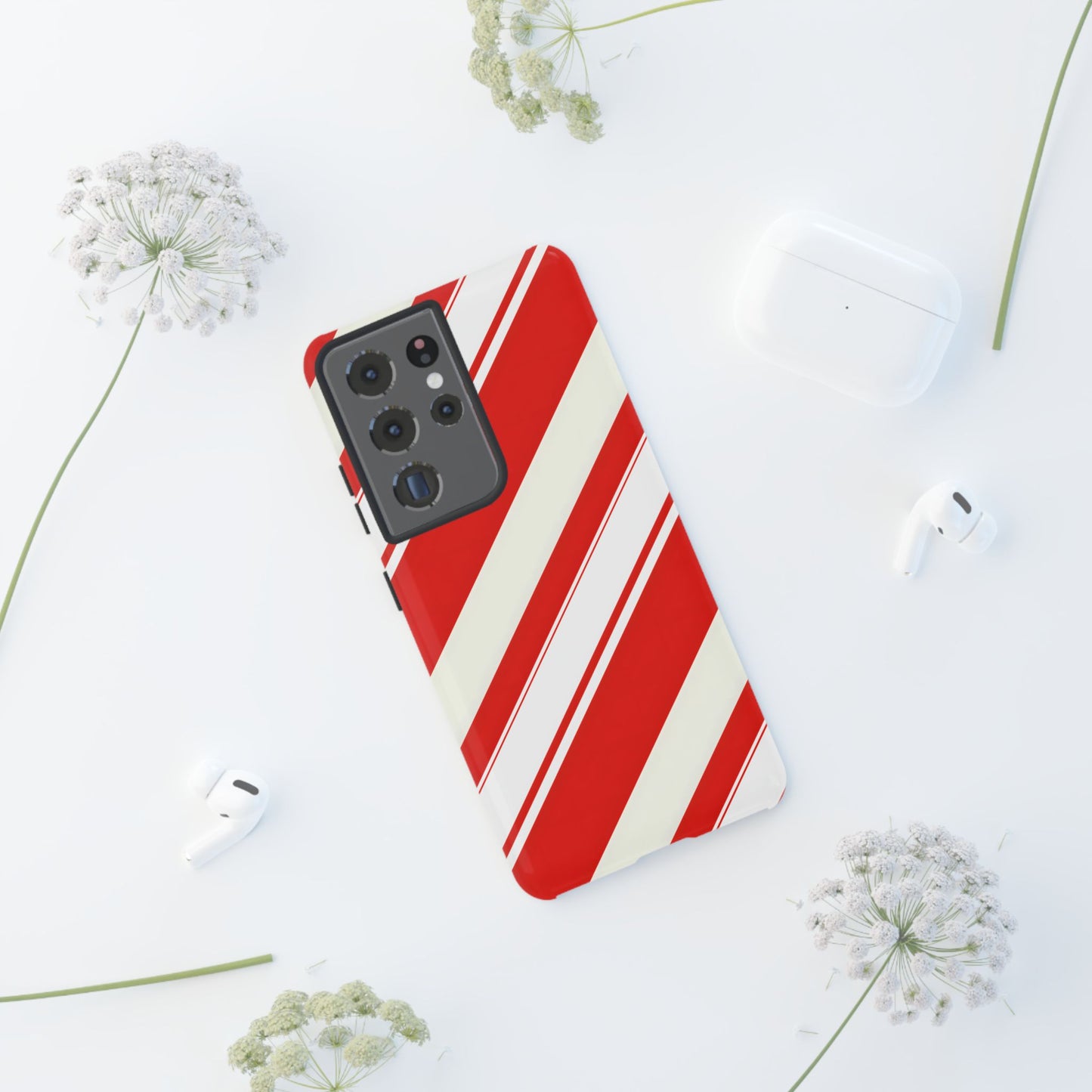 Crimson Holiday Stripes – Tough Glossy Samsung Galaxy Case