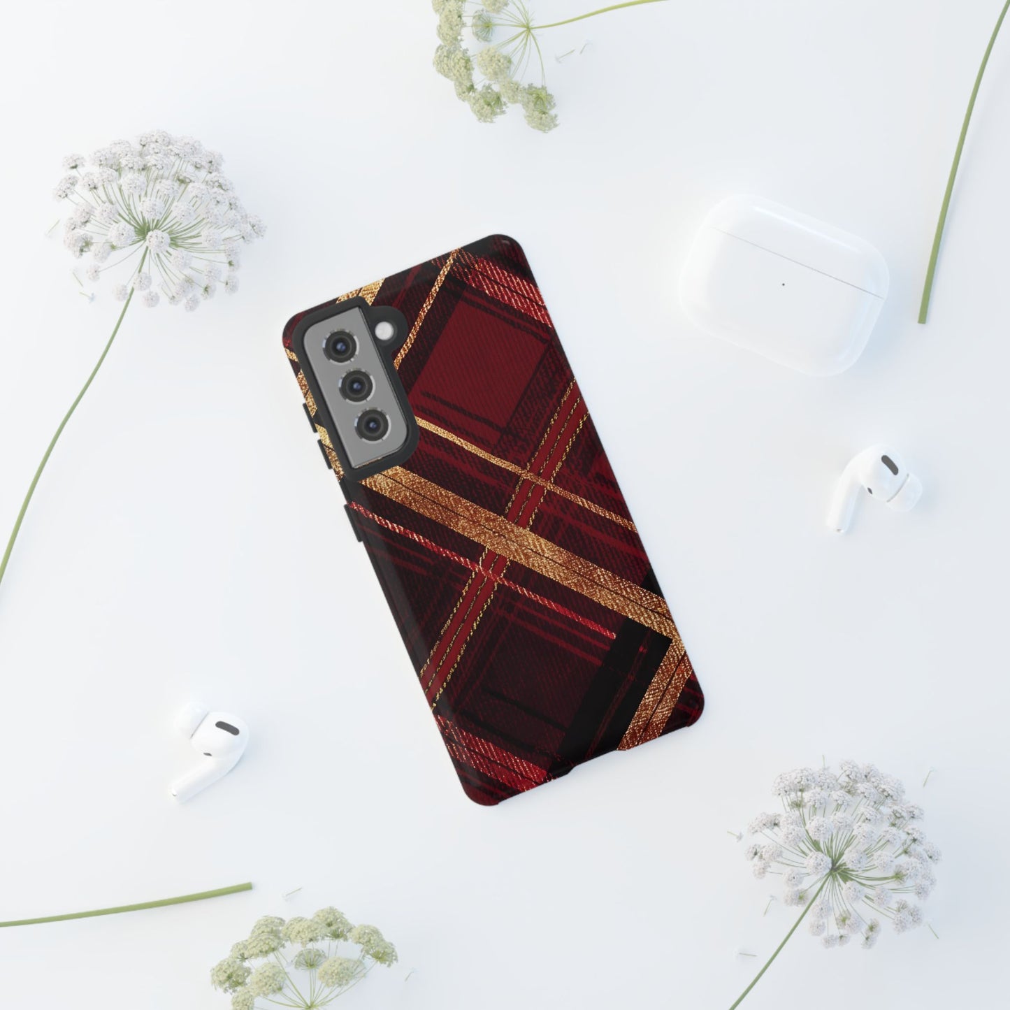Crimson Luxe Plaid – Tough Glossy Samsung Galaxy Case