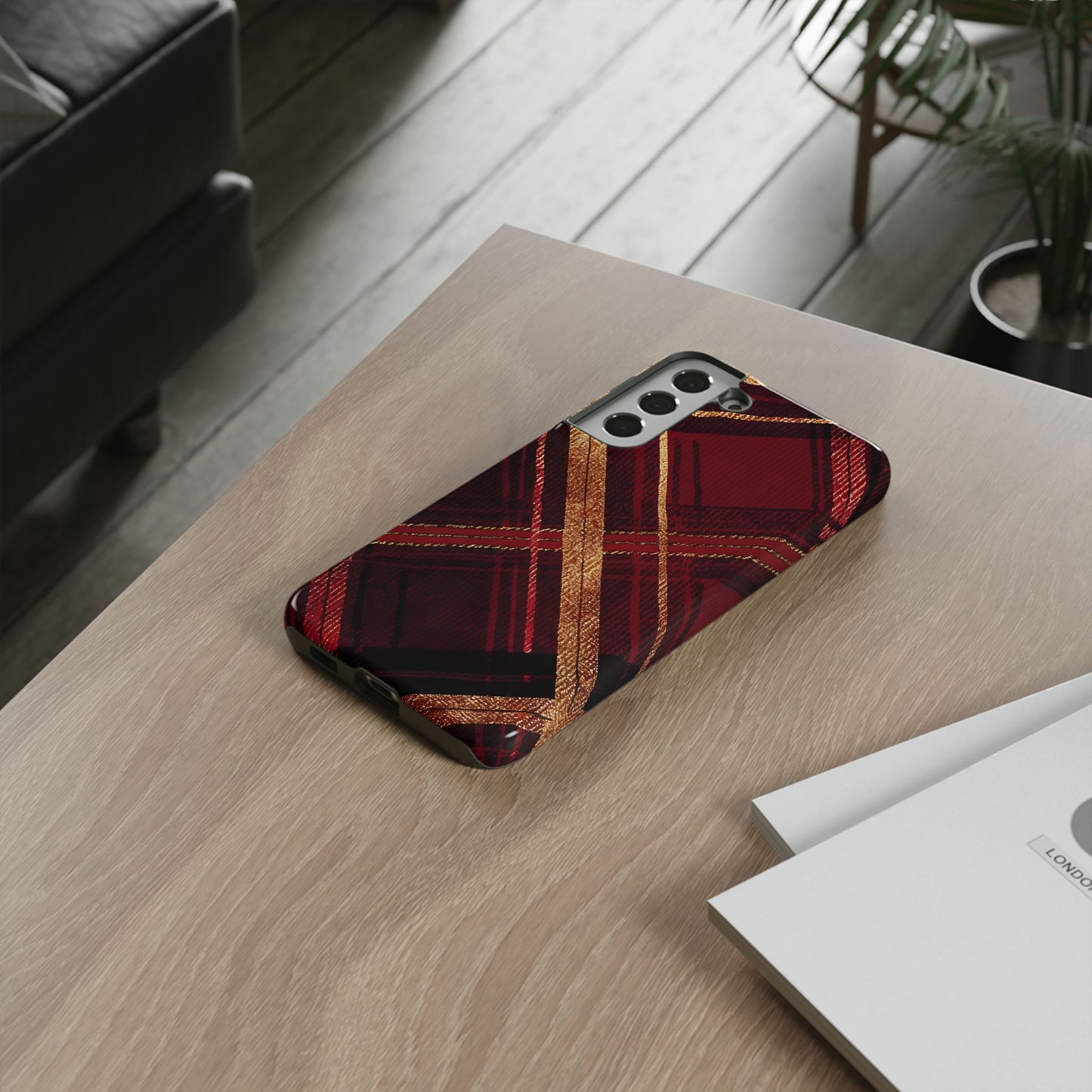 Crimson Luxe Plaid – Tough Glossy Samsung Galaxy Case