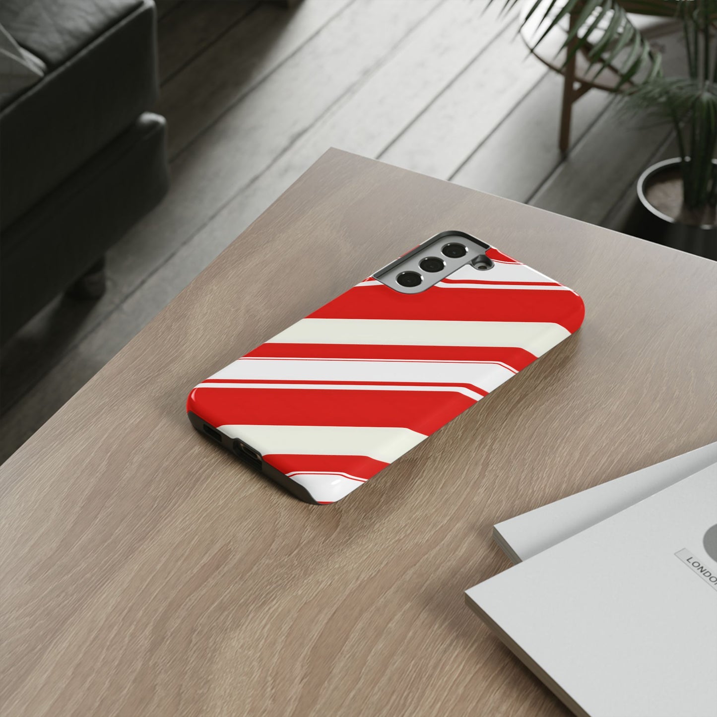 Crimson Holiday Stripes – Tough Glossy Samsung Galaxy Case