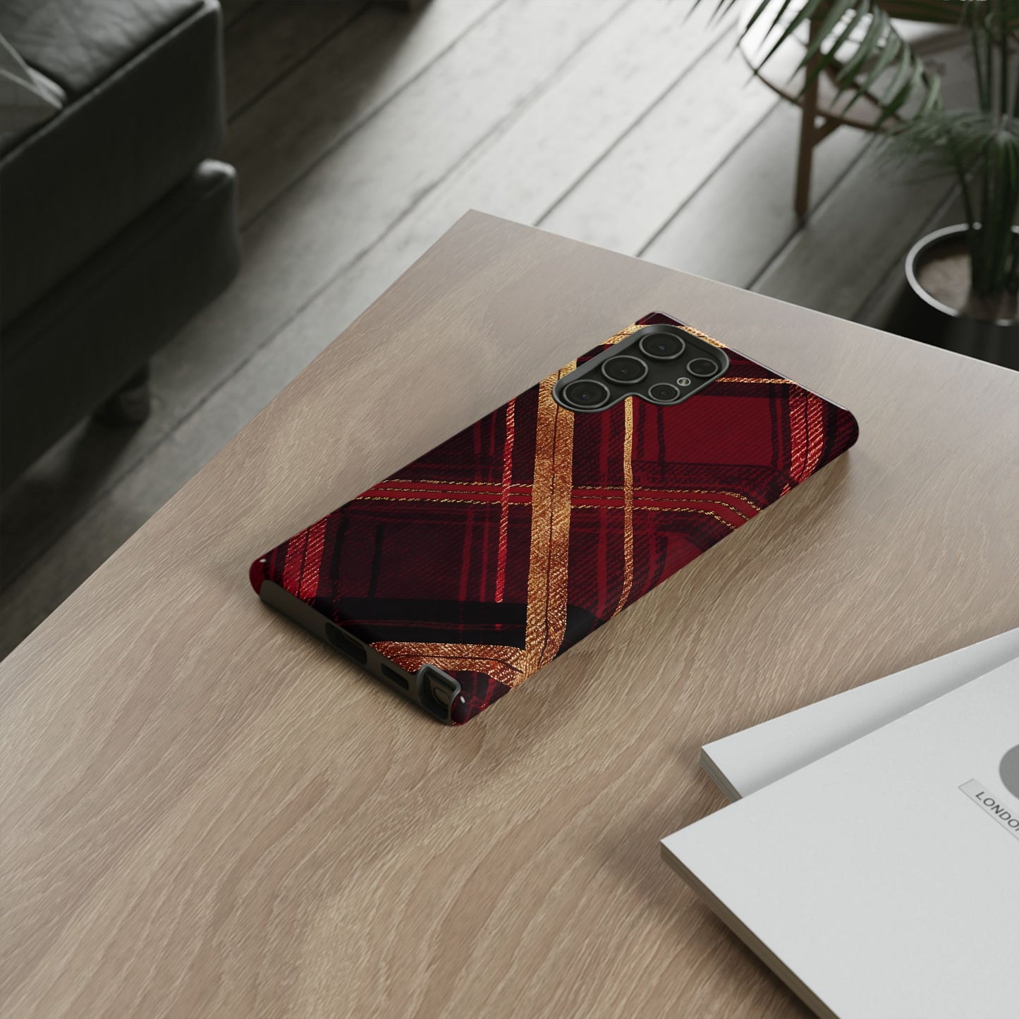 Crimson Luxe Plaid – Tough Glossy Samsung Galaxy Case