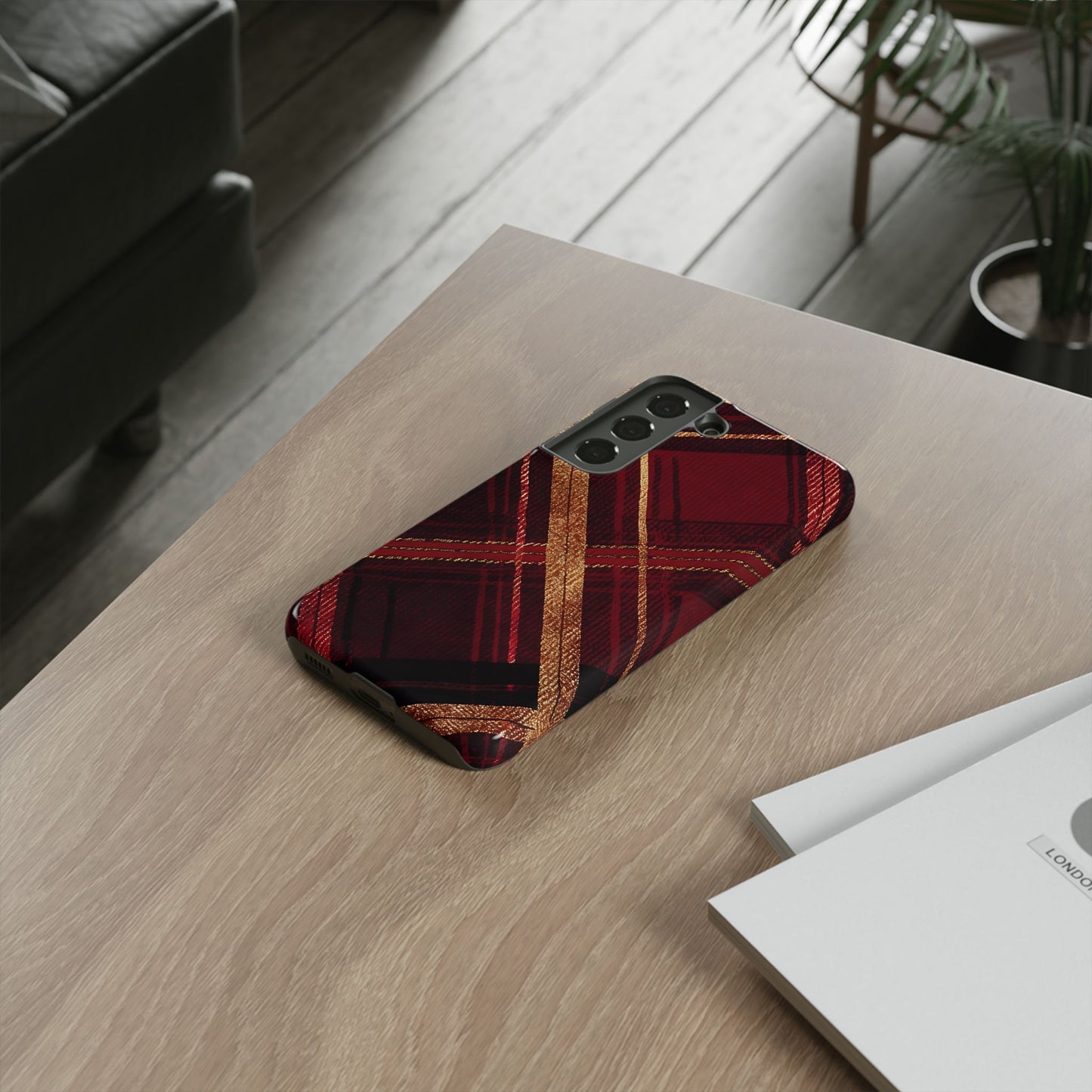 Crimson Luxe Plaid – Tough Glossy Samsung Galaxy Case