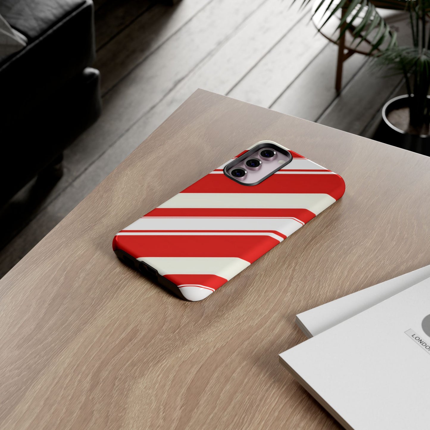 Crimson Holiday Stripes – Tough Glossy Samsung Galaxy Case