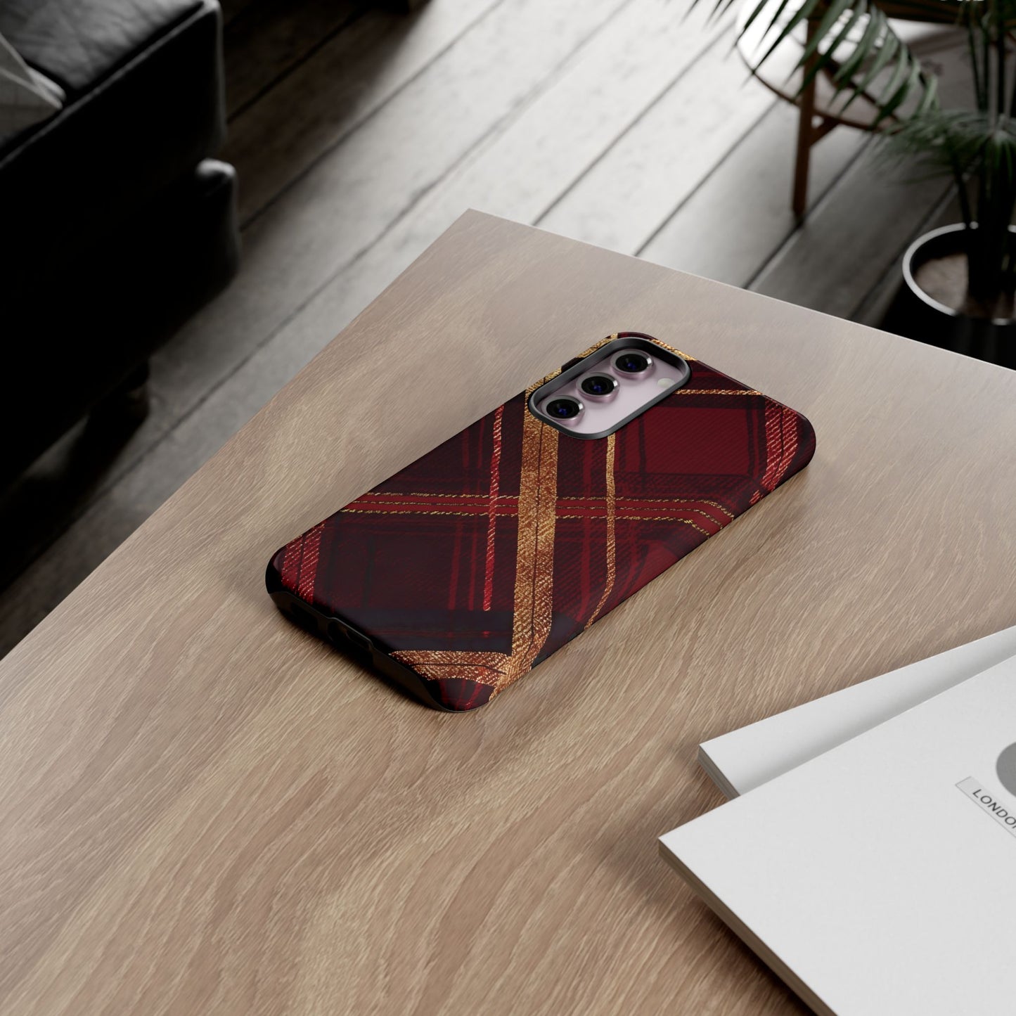 Crimson Luxe Plaid – Tough Glossy Samsung Galaxy Case