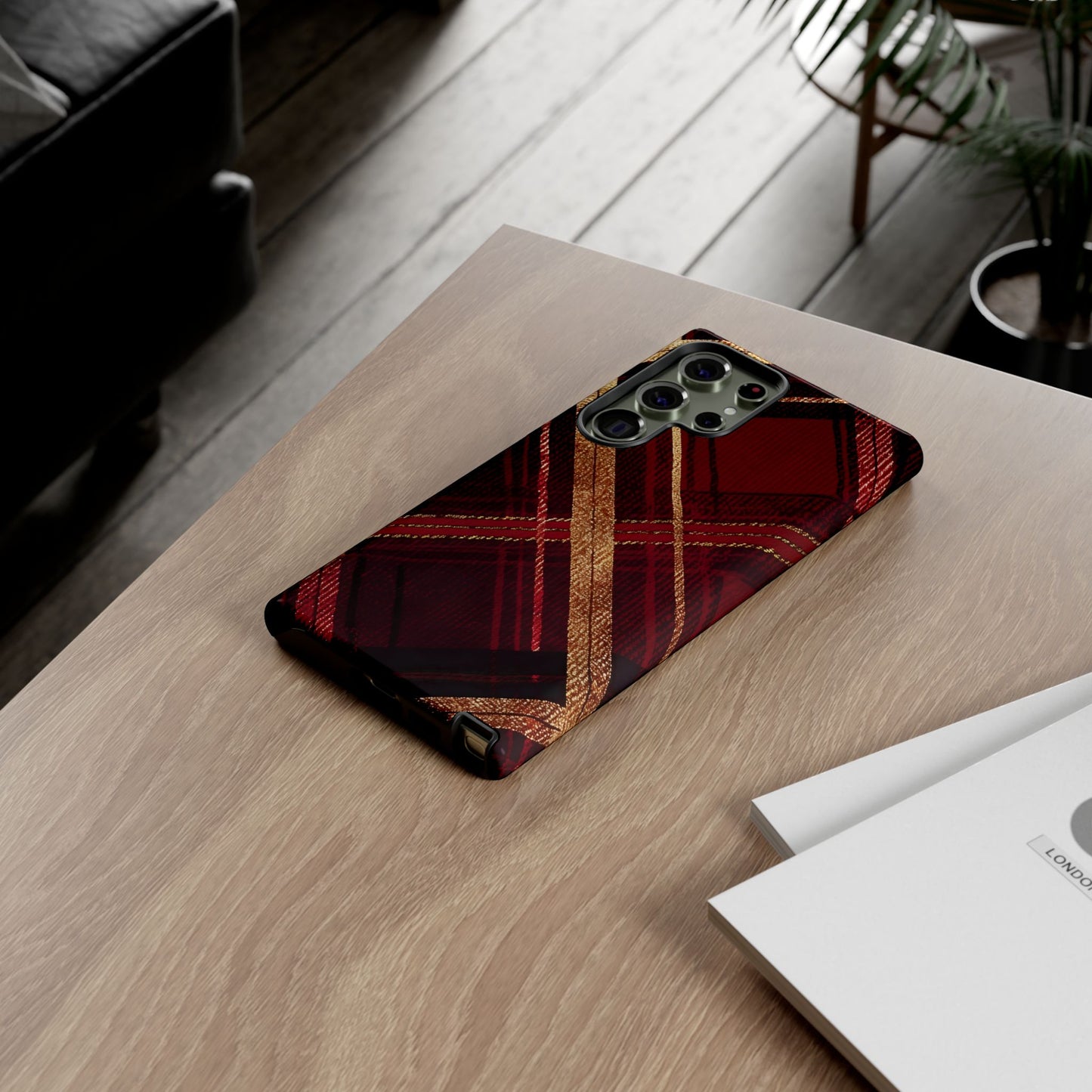 Crimson Luxe Plaid – Tough Glossy Samsung Galaxy Case
