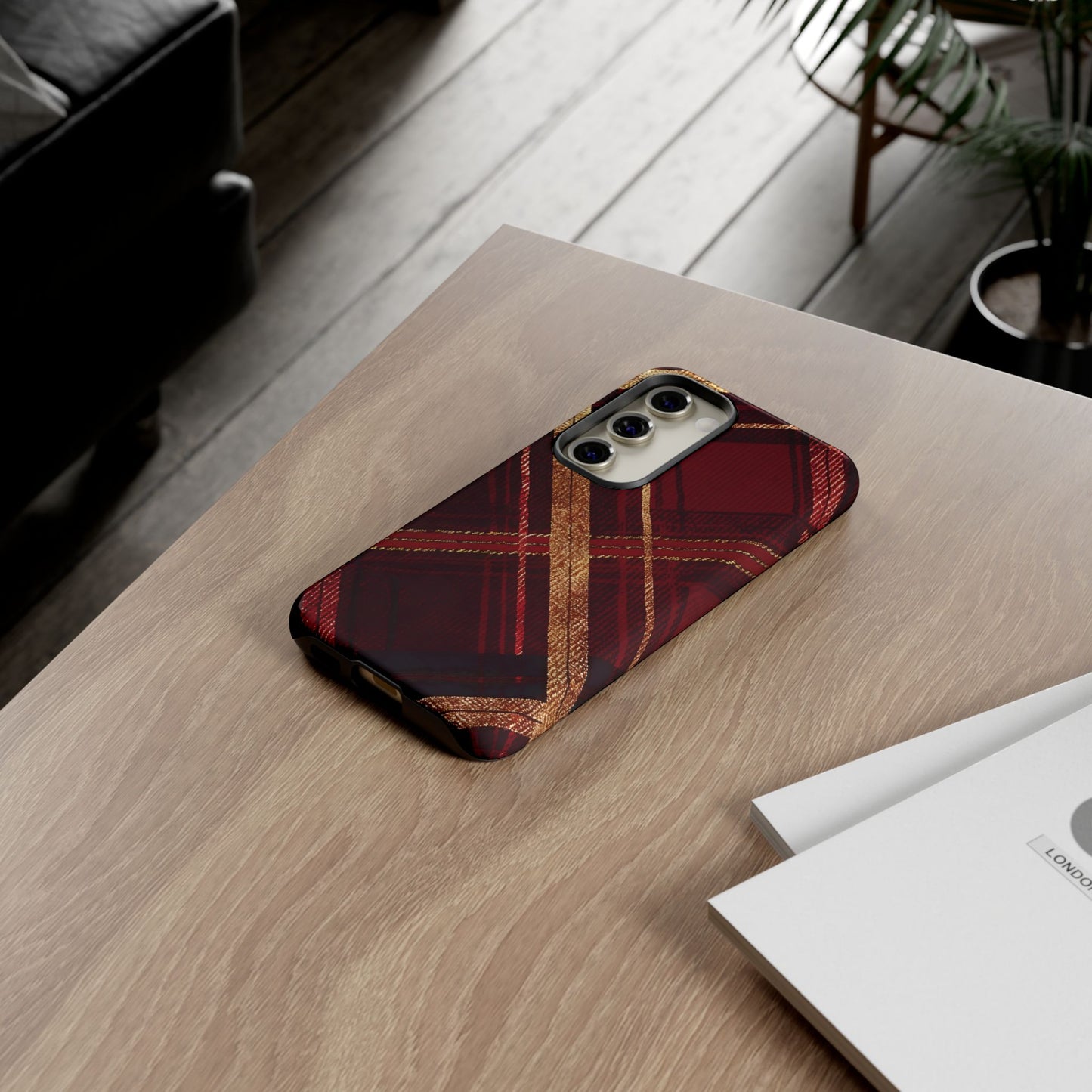 Crimson Luxe Plaid – Tough Glossy Samsung Galaxy Case