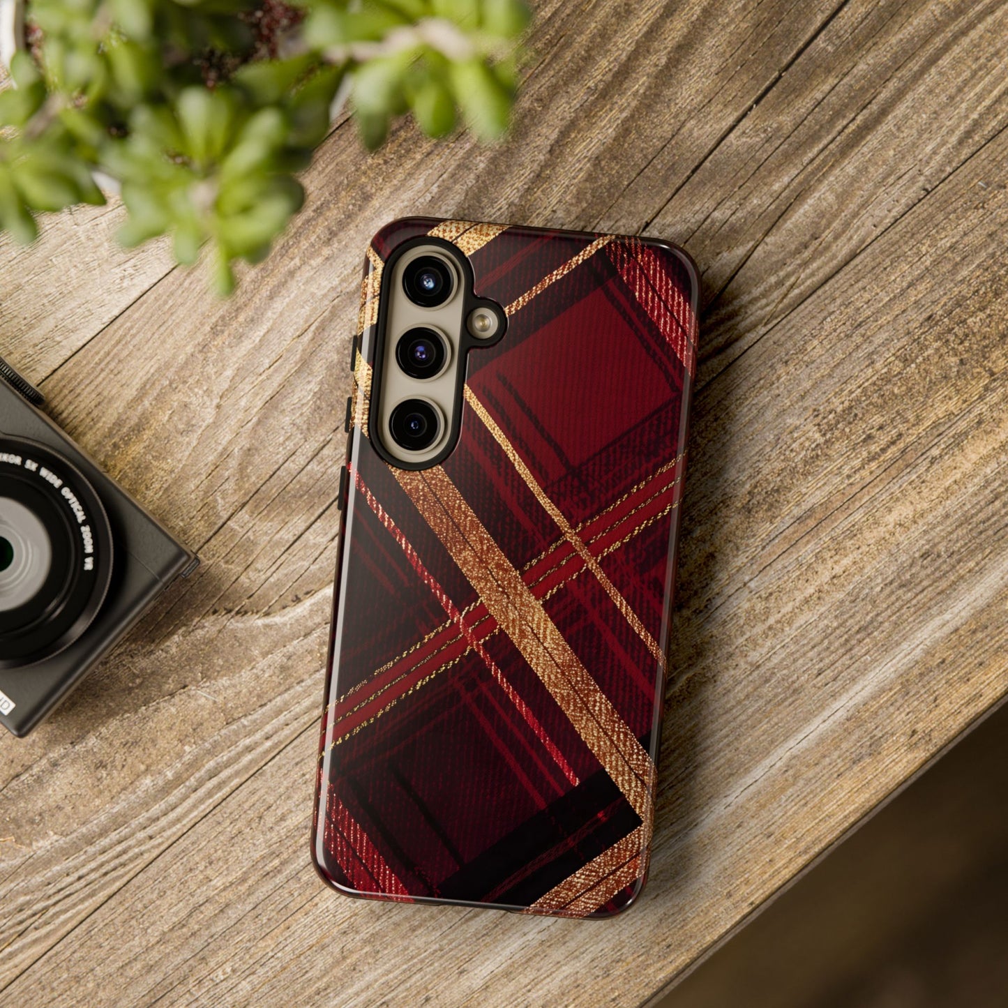 Crimson Luxe Plaid – Tough Glossy Samsung Galaxy Case