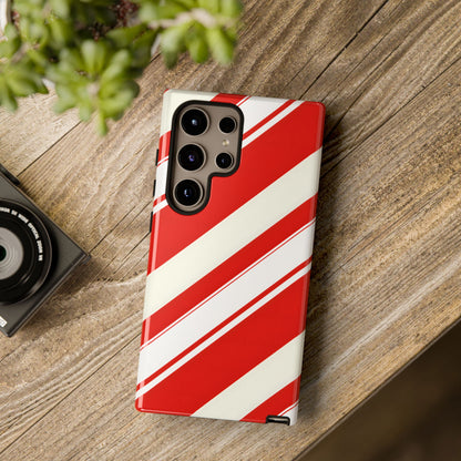 Crimson Holiday Stripes – Tough Glossy Samsung Galaxy Case