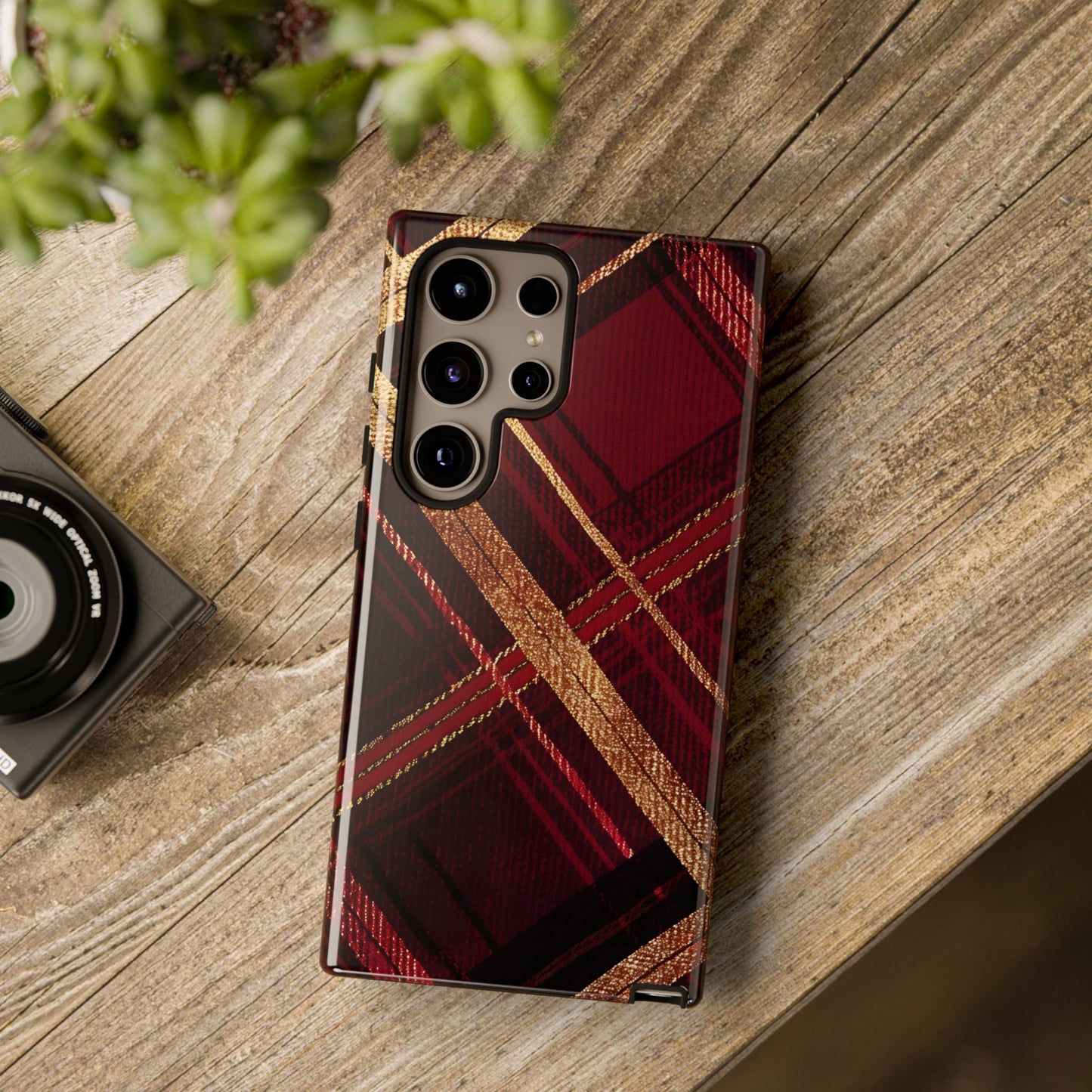Crimson Luxe Plaid – Tough Glossy Samsung Galaxy Case