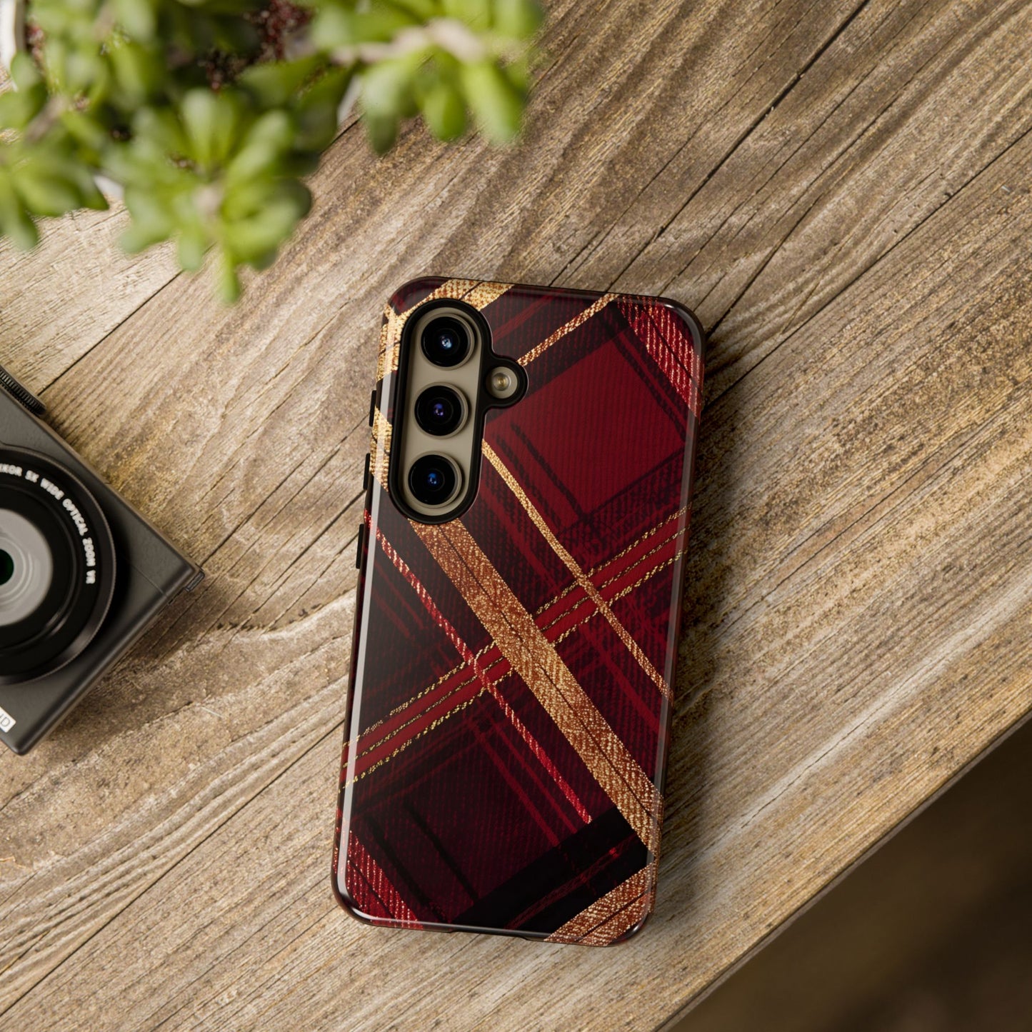 Crimson Luxe Plaid – Tough Glossy Samsung Galaxy Case