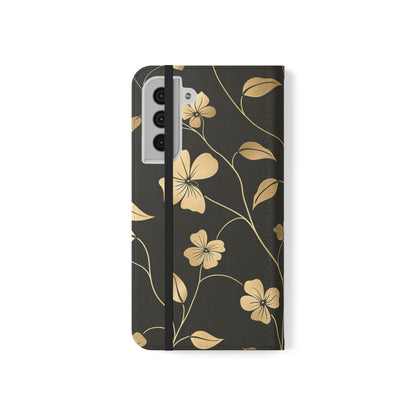 Golden Elegance – Samsung Vegan Leather Wallet Case