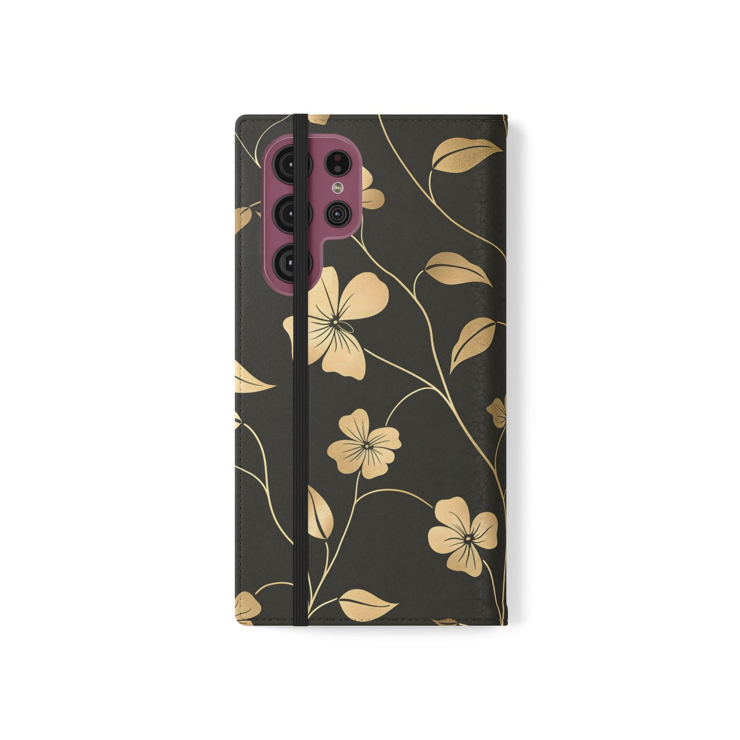 Golden Elegance – Samsung Vegan Leather Wallet Case