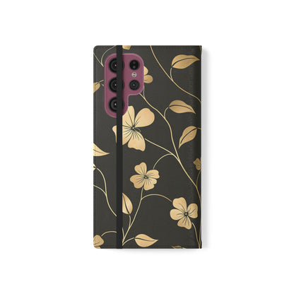 Golden Elegance – Samsung Vegan Leather Wallet Case