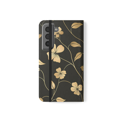 Golden Elegance – Samsung Vegan Leather Wallet Case
