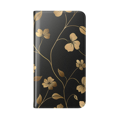 Golden Elegance – Samsung Vegan Leather Wallet Case