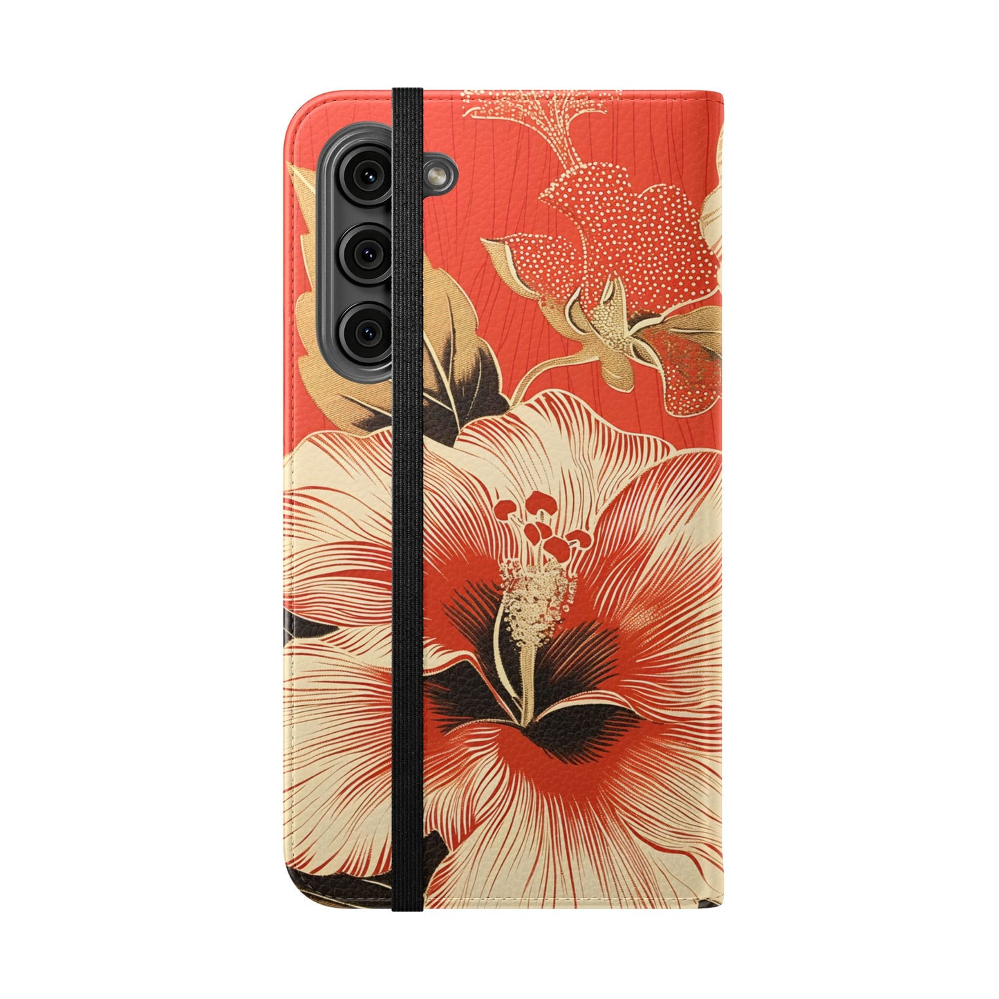 Golden Hibiscus – Vegan Leather Wallet Samsung Case