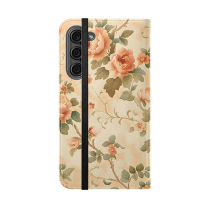 Vintage Bloom – Vegan Leather Wallet Samsung Case