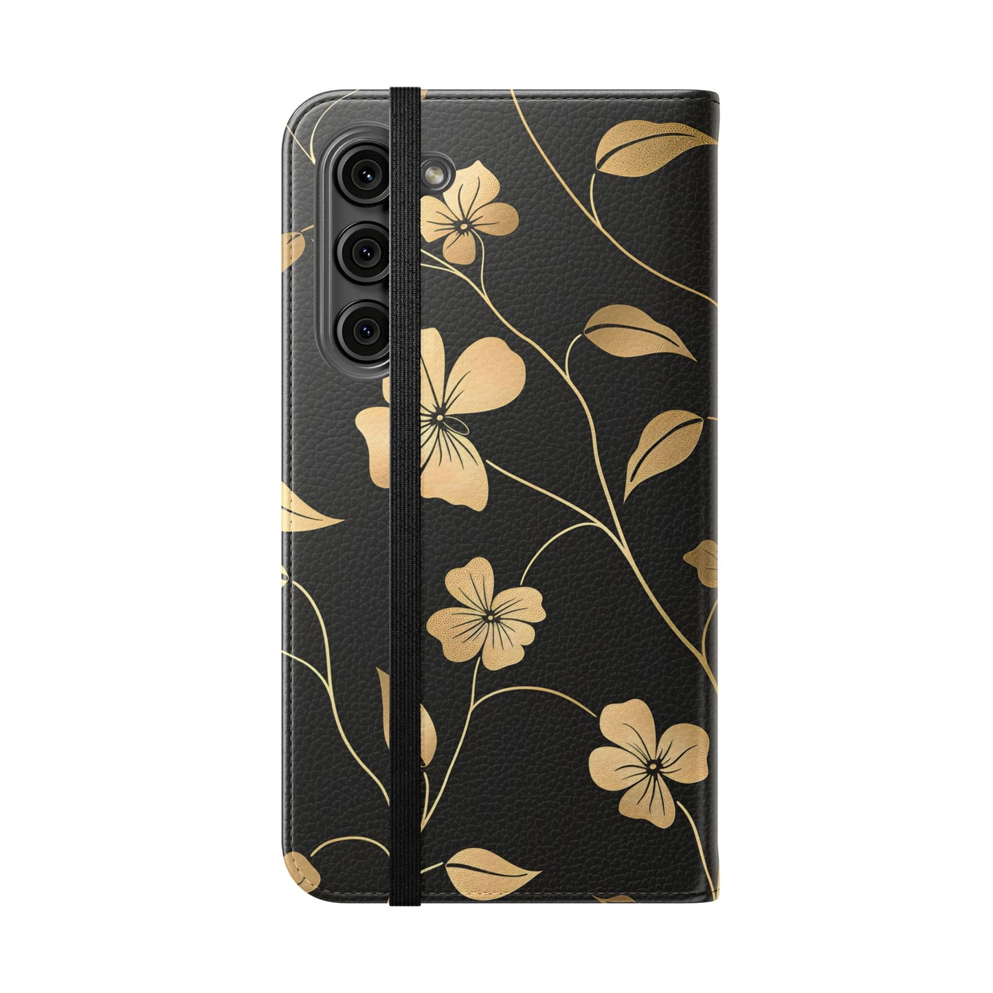 Golden Elegance – Samsung Vegan Leather Wallet Case