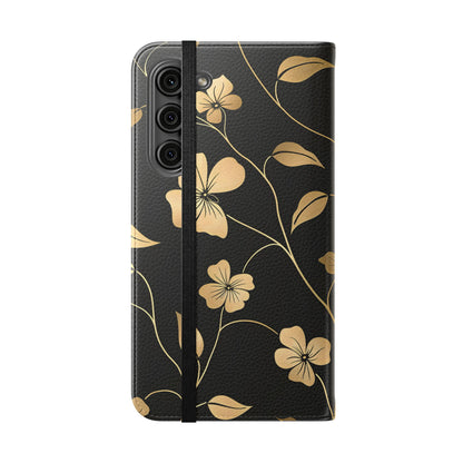 Golden Elegance – Samsung Vegan Leather Wallet Case