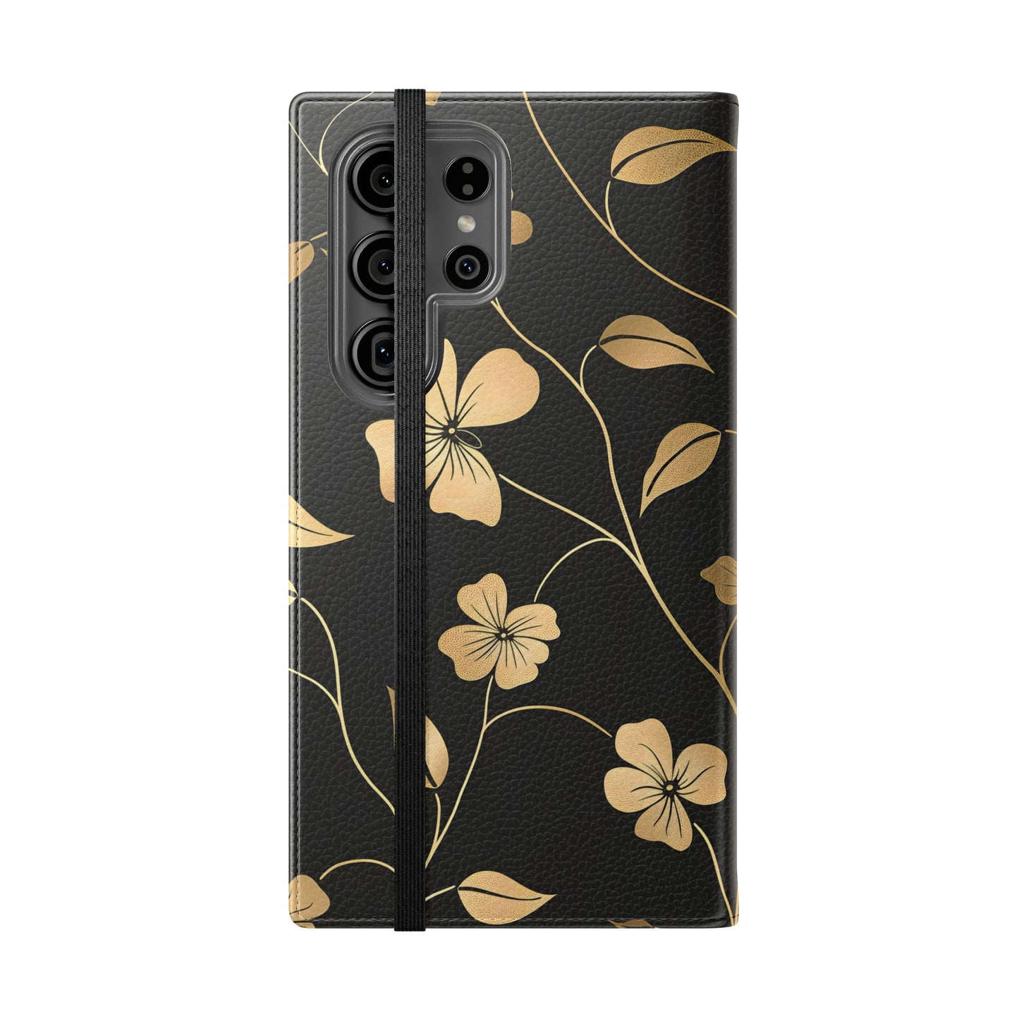 Golden Elegance – Samsung Vegan Leather Wallet Case